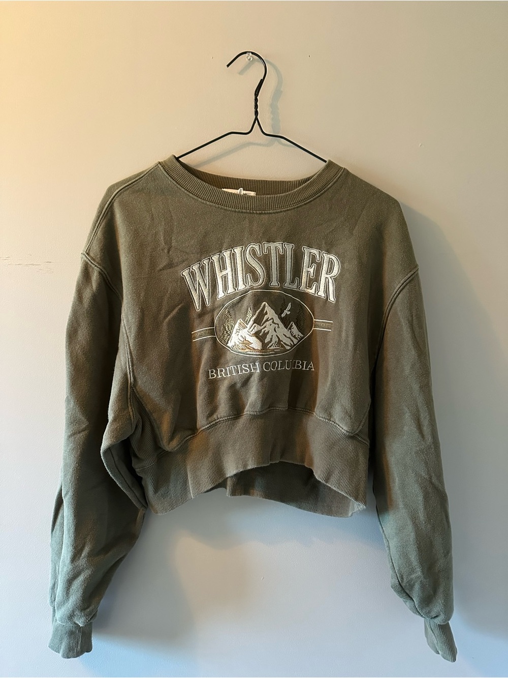 Garage Whistler Cropped Sweatshirt in Olive Green